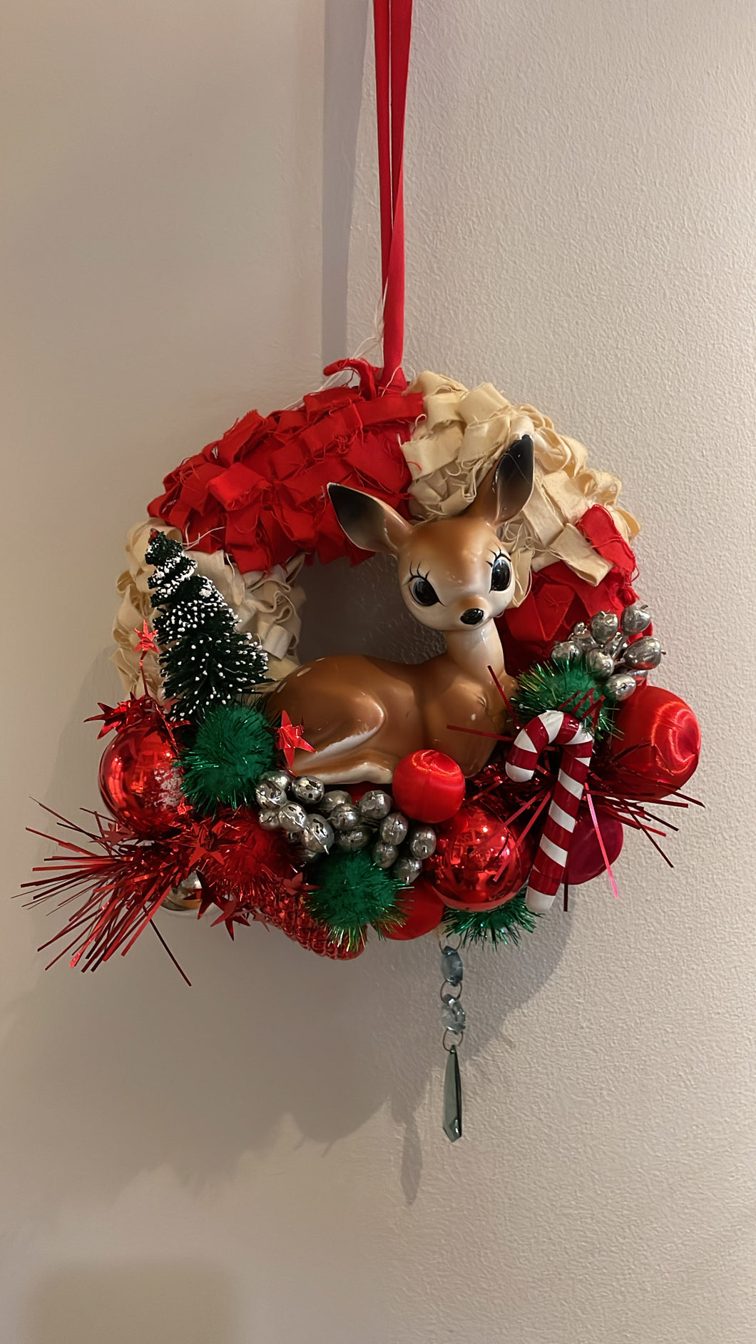 Bambi in Red Kitsch Wreath