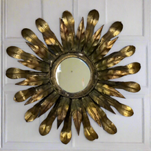 Load image into Gallery viewer, Antique French Brass Starburst/Sunburst Mirror
