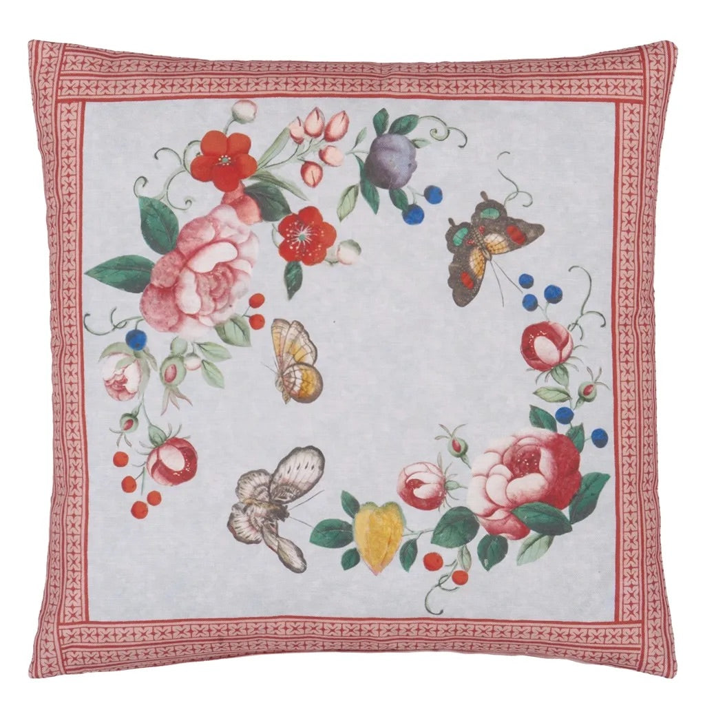 Flower Fan Sky Blue Cushion - John Derian