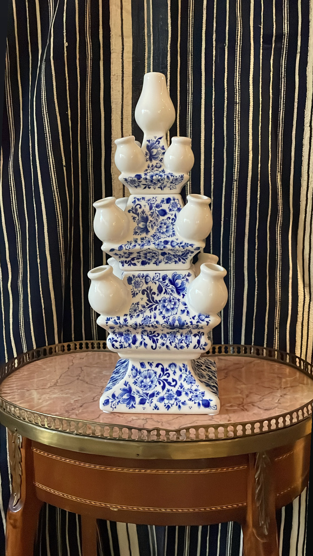 Three Tier Tulip Vase Blue Dainty Flower