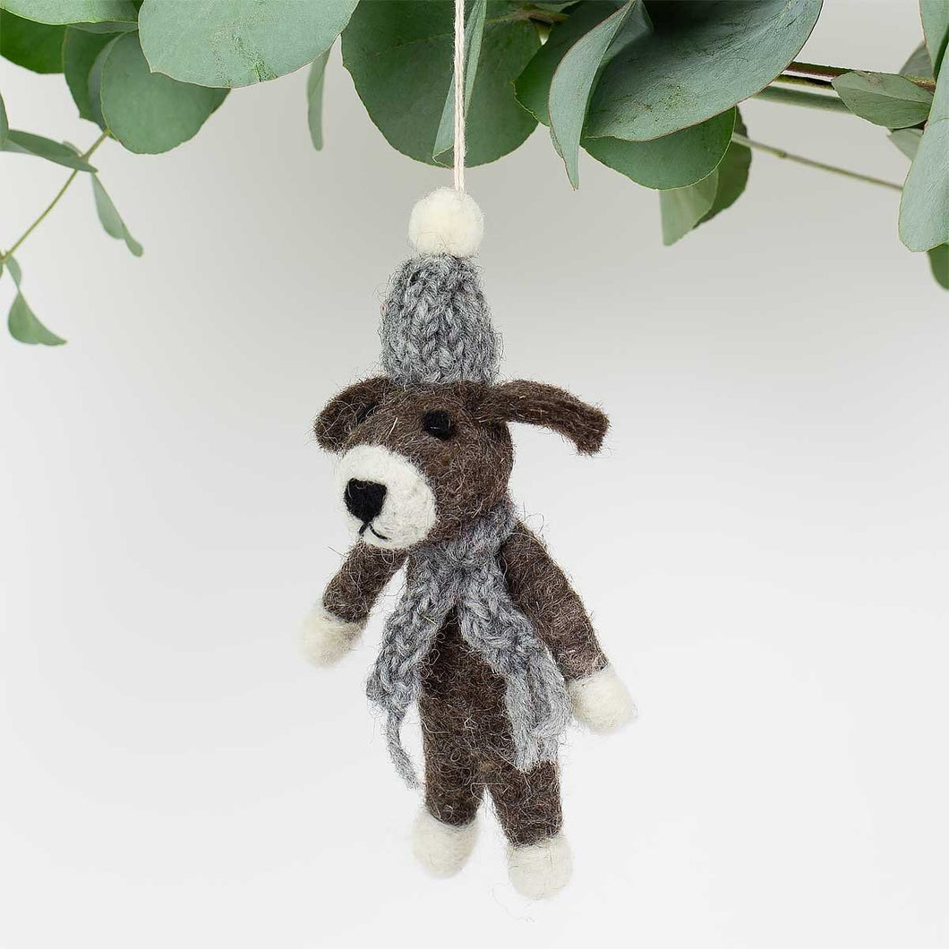 Dog with Grey Cap Ornament