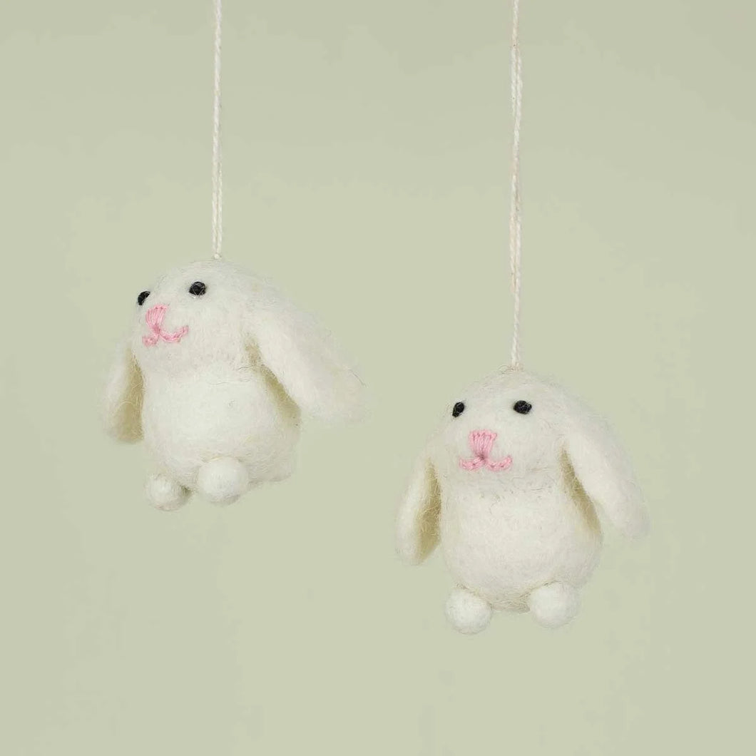 Mini Easter Bunny Ornament 2-pack, white