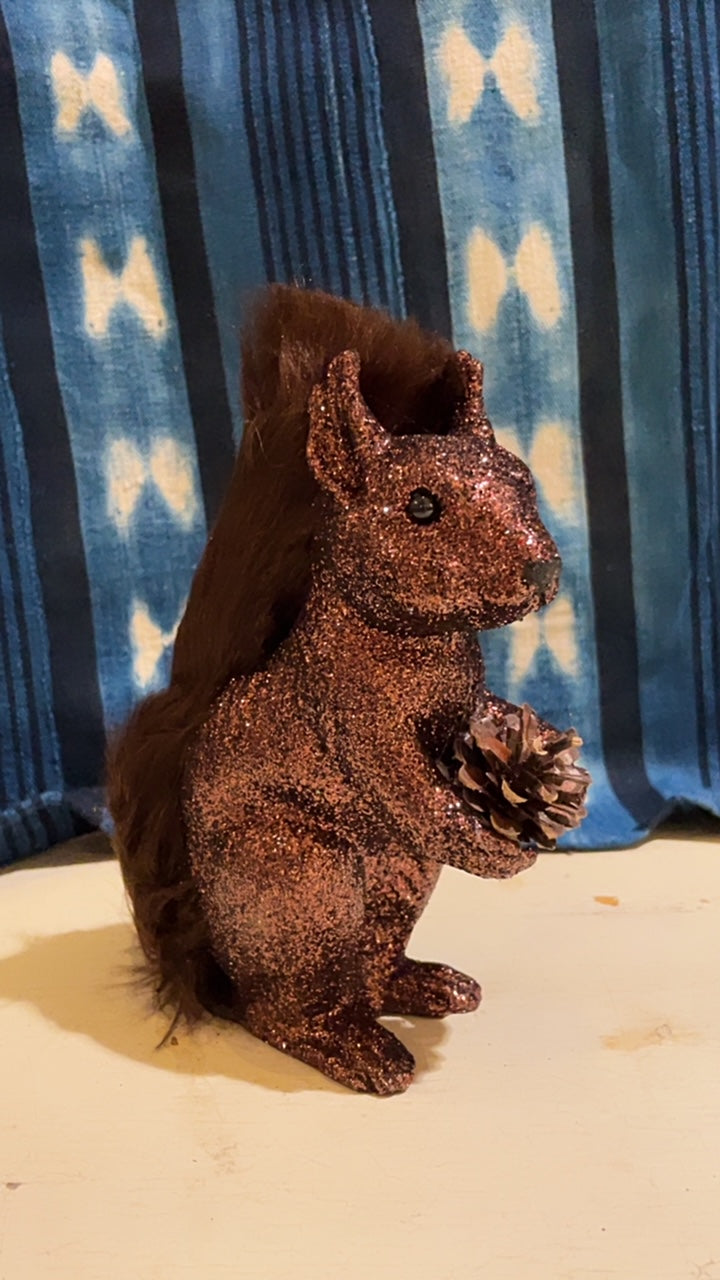 Squirrel - Dark Brown/Copper Glitter with Fur Tail - Ino Schaller