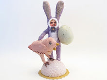 Load image into Gallery viewer, Purple Bunny Child Pink Chick Figure
