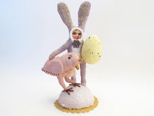 Load image into Gallery viewer, Purple Bunny Child Pink Chick Figure
