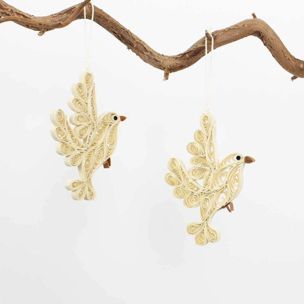 Quilled Swedish Dove Ornaments, 2-pack