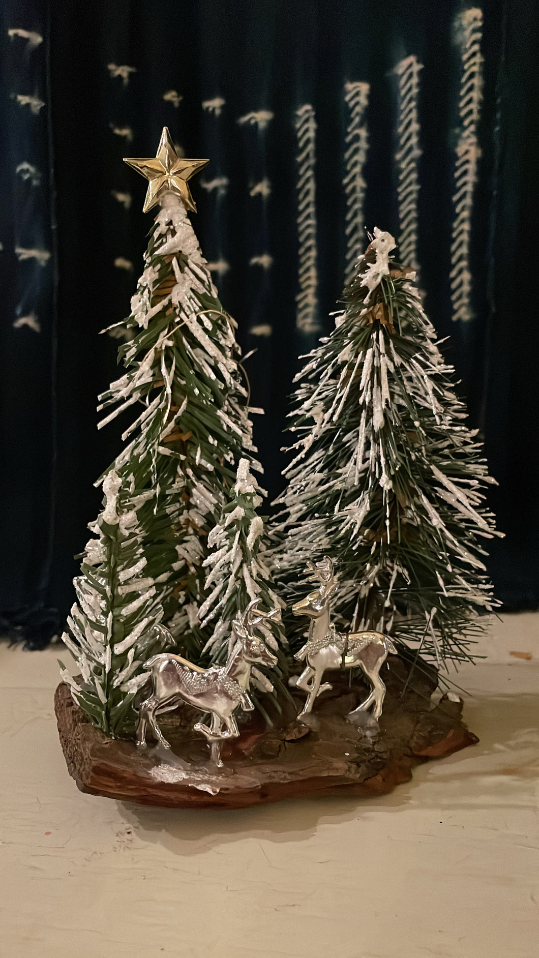 Silver Frost Brush Christmas Tree Tableau