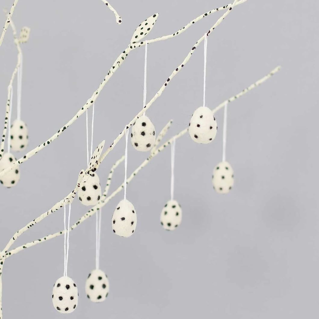 Black and White Polka Dot Felt Eggs