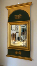 Load image into Gallery viewer, Antique Beveled Napoleonic Mirror on Green Wood
