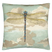 Load image into Gallery viewer, Dragonfly Over Clouds Sky Blue Cushion - John Derian
