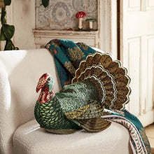 Load image into Gallery viewer, Beaded Turkey Novelty Plush Pillow- John Derian Company
