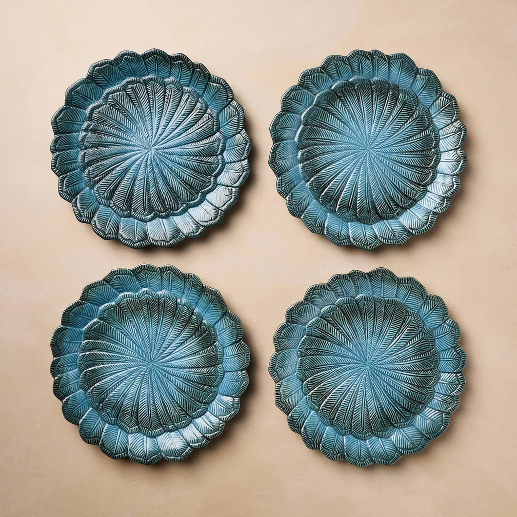 Stoneware Feather Salad Plates: Set of Four - John Derian Company