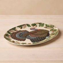 Load image into Gallery viewer, Turkey with Acorn Stoneware Oval Serving Platter - John Derian Company
