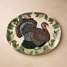 Load image into Gallery viewer, Turkey with Acorn Stoneware Oval Serving Platter - John Derian Company
