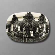 Load image into Gallery viewer, Skeleton and Cemetery Oval Serving Tray - John Derian Company
