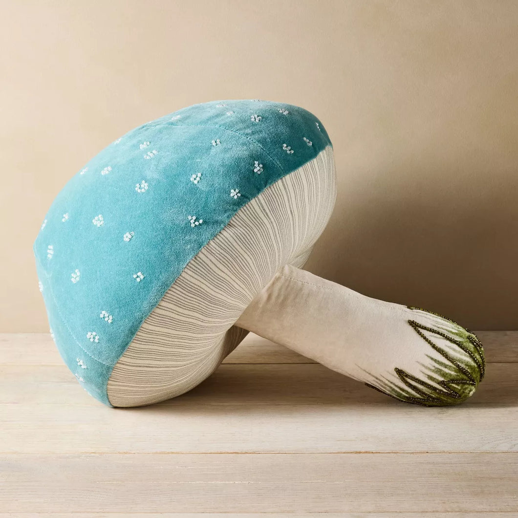 Beaded Mushroom Novelty Pillow Blue - John Derian Company