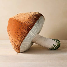 Load image into Gallery viewer, Beaded Mushroom Novelty Plush Pillow Brown - John Derian Company
