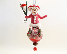 Load image into Gallery viewer, Mushroom Child On Ball Ornament - Vintage by Crystal
