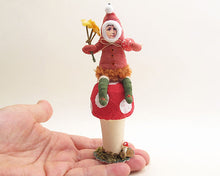 Load image into Gallery viewer, Mushroom Elf Figure Ornament - Vintage by Crystal
