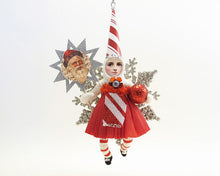 Load image into Gallery viewer, Candy Cane Striped Princess On Snowflake Ornament - Vintage by Crystal
