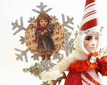 Load image into Gallery viewer, Candy Cane Striped Princess On Snowflake Ornament - Vintage by Crystal
