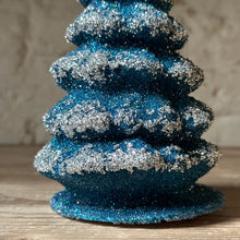 Load image into Gallery viewer, Beaded Papier Mâché Christmas Tree - Blue with Frost - Ino Schaller
