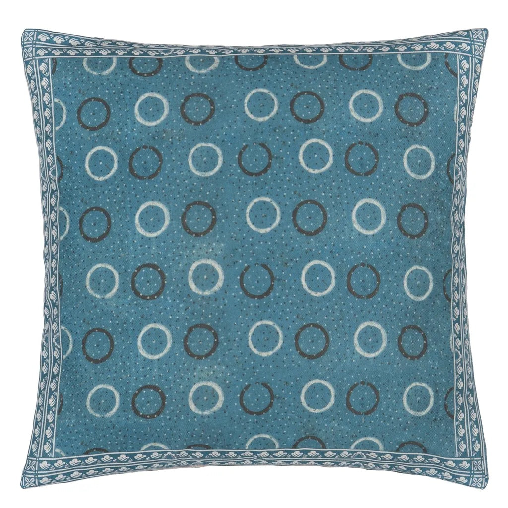 Indigo Circles Cushion  - John Derian