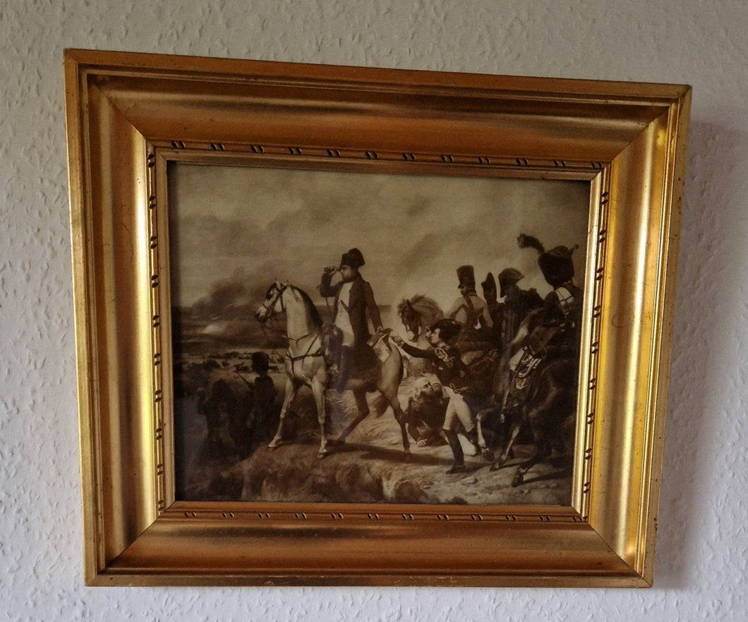 Napoleon with His Soldiers - Print in Gold Frame