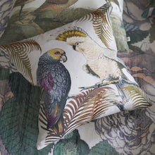 Load image into Gallery viewer, Parrot and Palm Parchment Cushion  - John Derian
