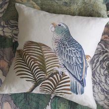 Load image into Gallery viewer, Parrot and Palm Parchment Cushion  - John Derian
