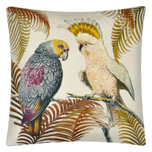 Load image into Gallery viewer, Parrot and Palm Parchment Cushion  - John Derian
