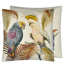 Load image into Gallery viewer, Parrot and Palm Parchment Cushion  - John Derian
