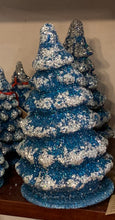 Load image into Gallery viewer, Beaded Papier Mâché Christmas Tree - Blue with Frost - Ino Schaller
