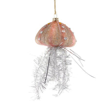 Load image into Gallery viewer, Tinsel Jellyfish Ornament - Pink with Silver
