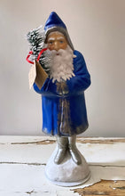 Load image into Gallery viewer, Antiqued Blue Coat Santa with Goosefeather Tree - Ino Schaller - Bon Ton goods
