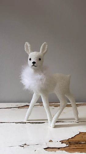 Bambi White Beaded with Boa - Bon Ton goods