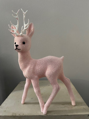 Beaded Deer - Soft Pink with White Antlers - Bon Ton goods