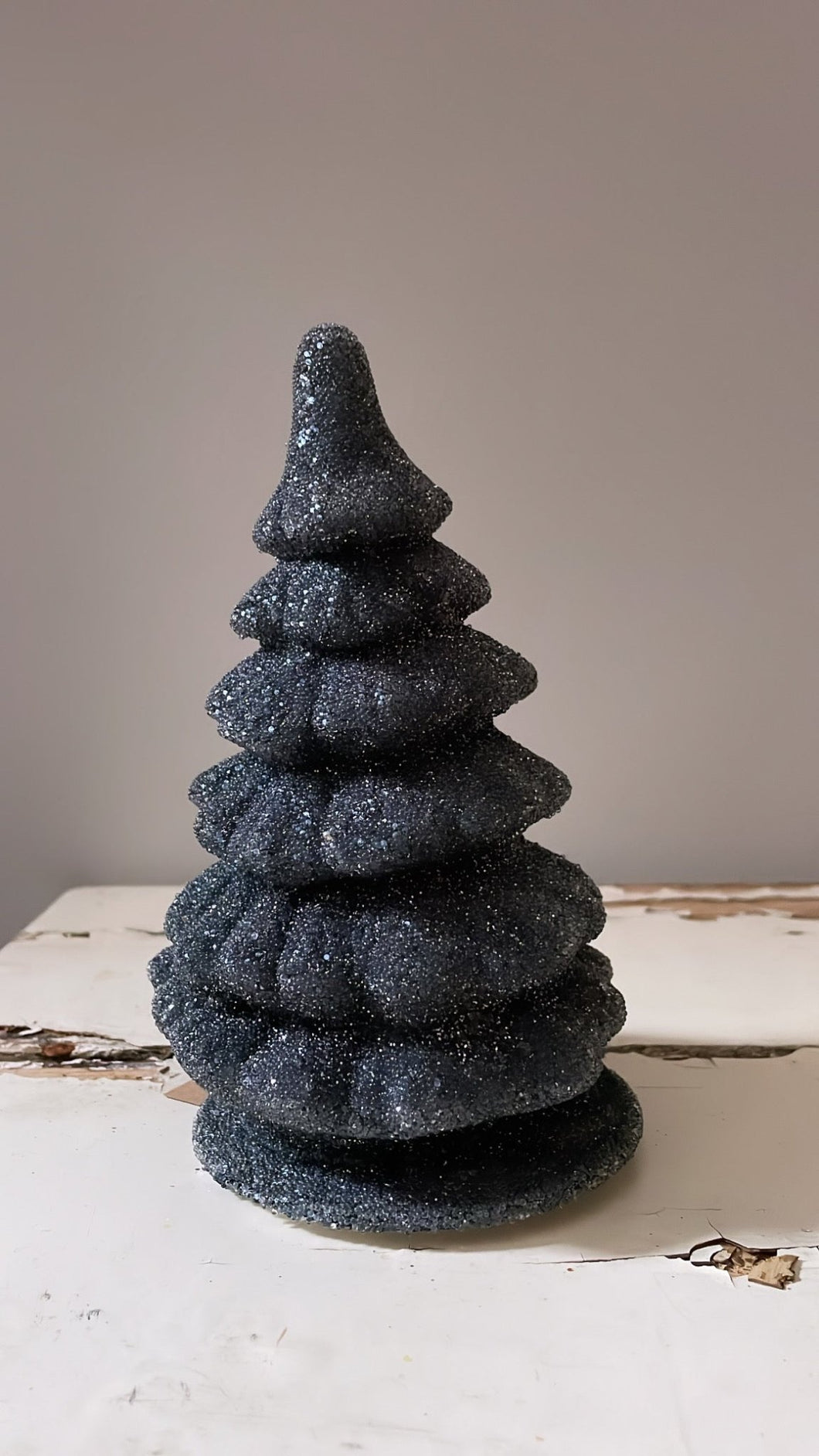 Beaded Papier Mâché Christmas Tree - Gunmetal - Bon Ton goods