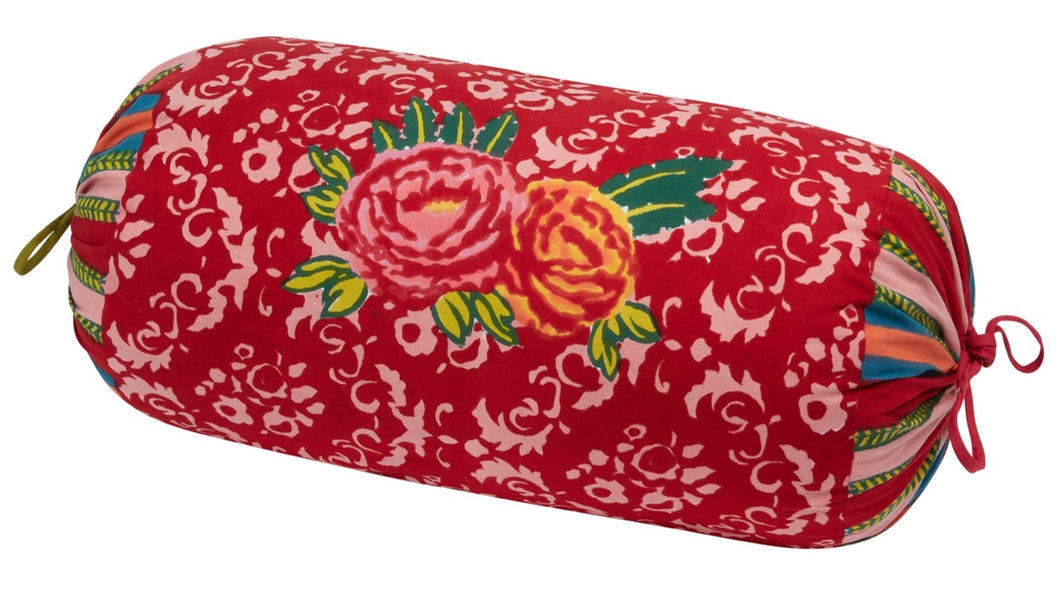 Love Red Flower - Bolster Cushion with Insert - Lisa Corti