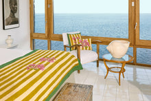 Load image into Gallery viewer, Bougainvillea Stripes Off White Mustard Pillow - Bon Ton goods
