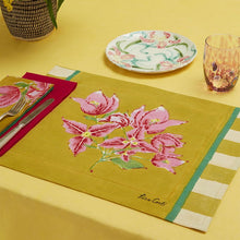Load image into Gallery viewer, Bougainvillea Stripes Off White Mustard - Placemat - Bon Ton goods
