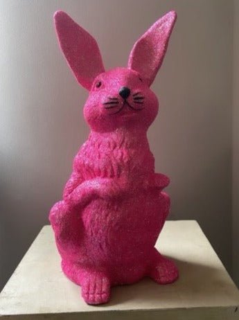 Bright Pink Glitter Upright Bunny Large - Ino Schaller - Bon Ton goods