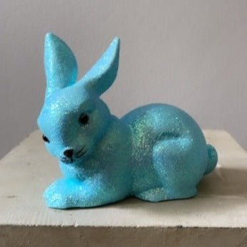 Brilliant Sky Blue Glitter Small Bunny Lying - Ino Schaller - Bon Ton goods