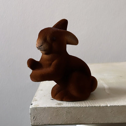 Brown Velvet - Extra Small Sitting Bunny, Ino Schaller - Bon Ton goods