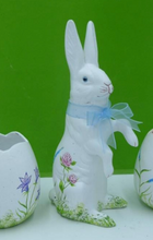 Load image into Gallery viewer, White Bunny Upright with Hand Painted Flower Decorations - Ino Schaller
