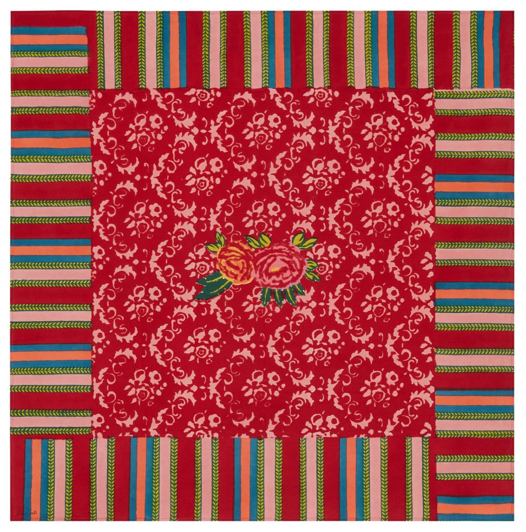 Love Flower Red Cotton Cloth 110x110 - Lisa Corti