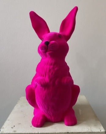 Fuchsia Velvet Large Upright Bunny - Ino Schaller - Bon Ton goods