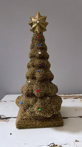 Grand Christmas Tree - Beaded Papier Mâché Gold - Bon Ton goods