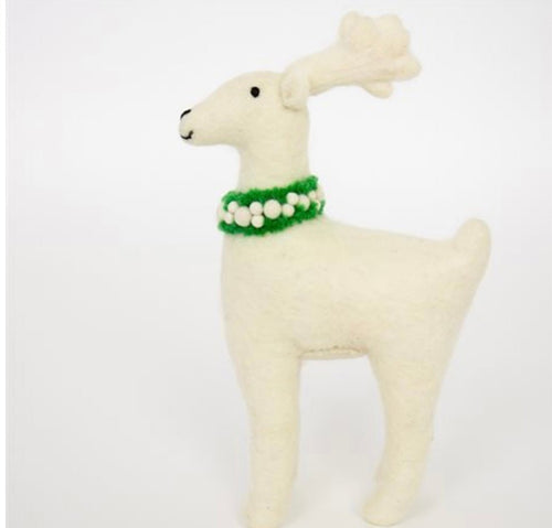 Grand White Felt Deer - Bon Ton goods