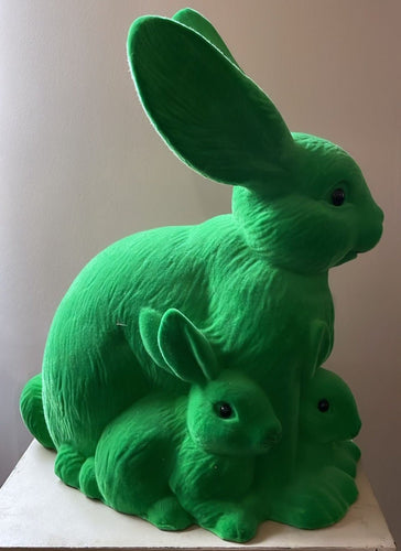 Green Velvet Mother Bunny with Kit - Ino Schaller - Bon Ton goods